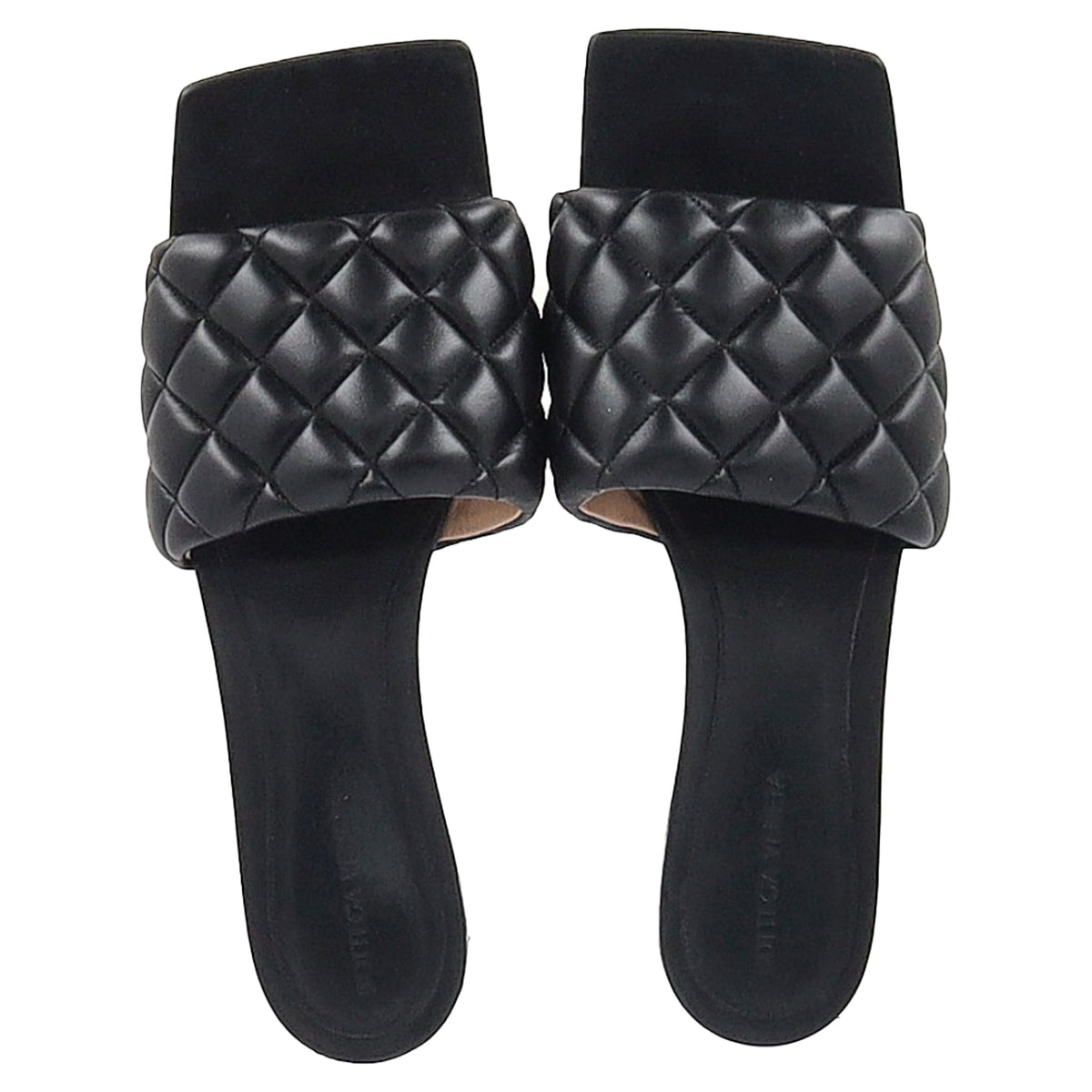Bottega Veneta Padded Flat Sandals in Black Leather
