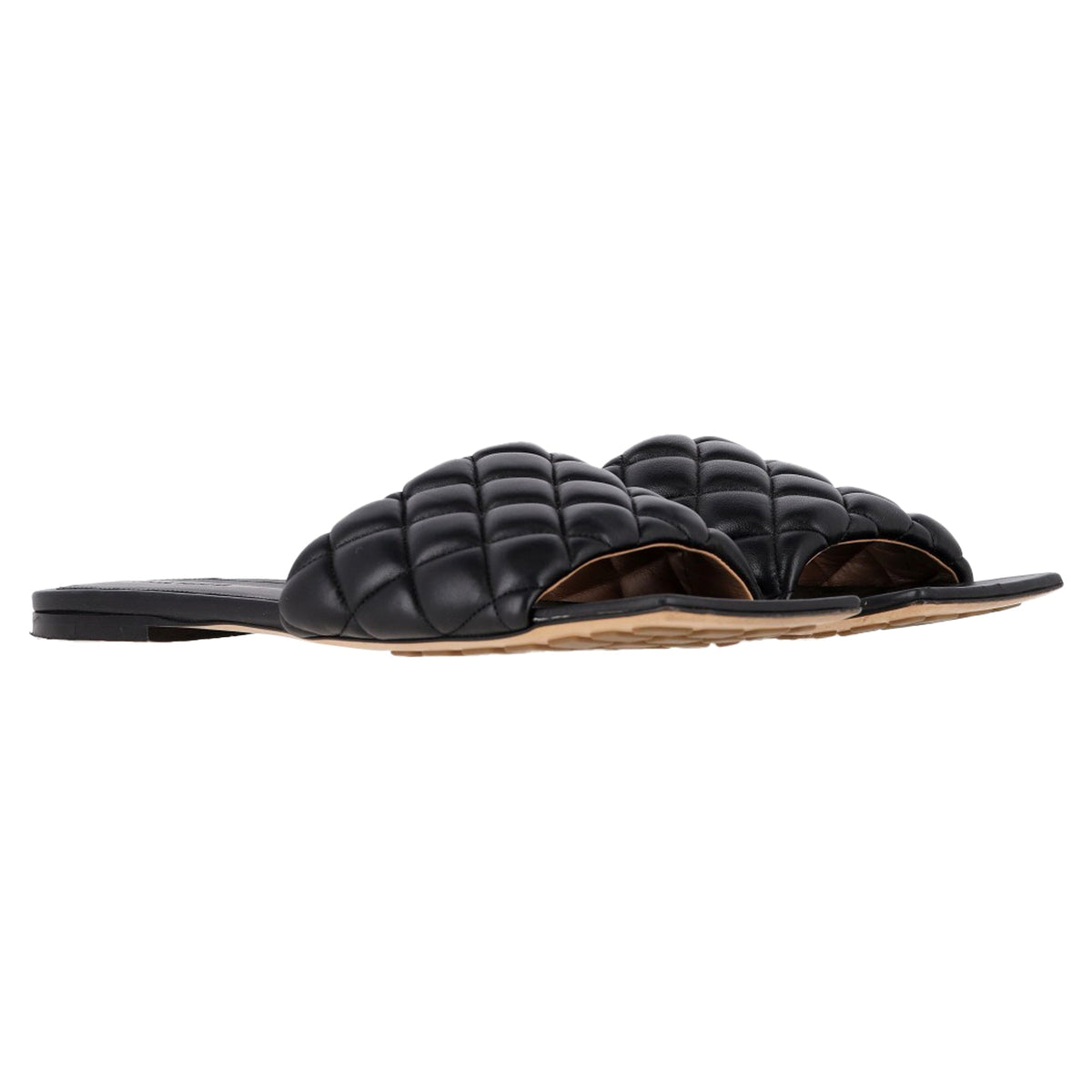 Bottega Veneta Padded Flat Sandals in Black Leather