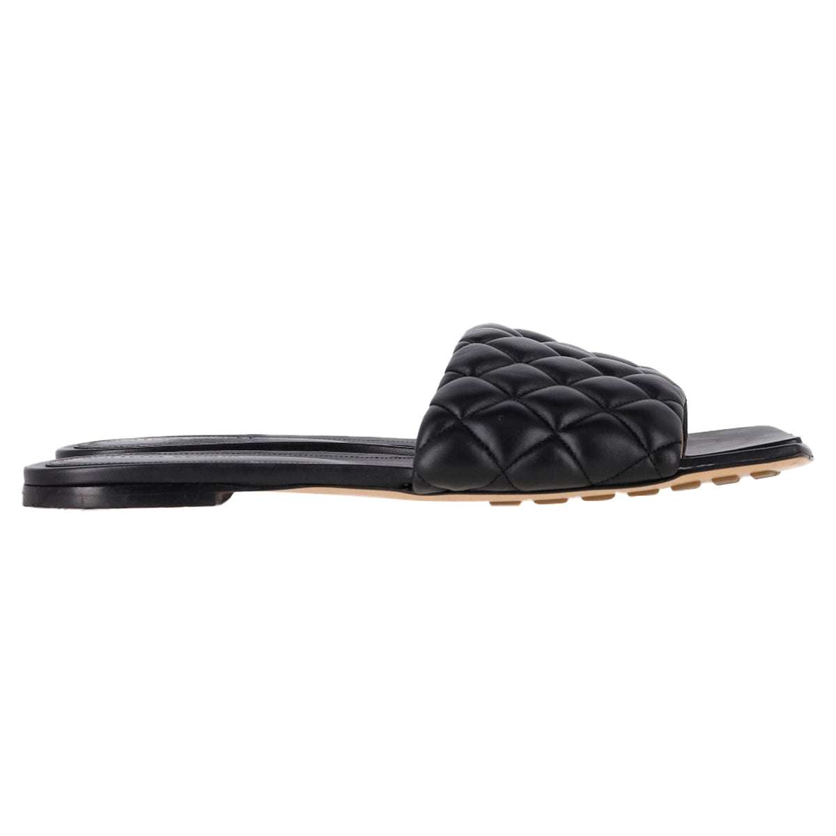 Bottega Veneta Padded Flat Sandals in Black Leather