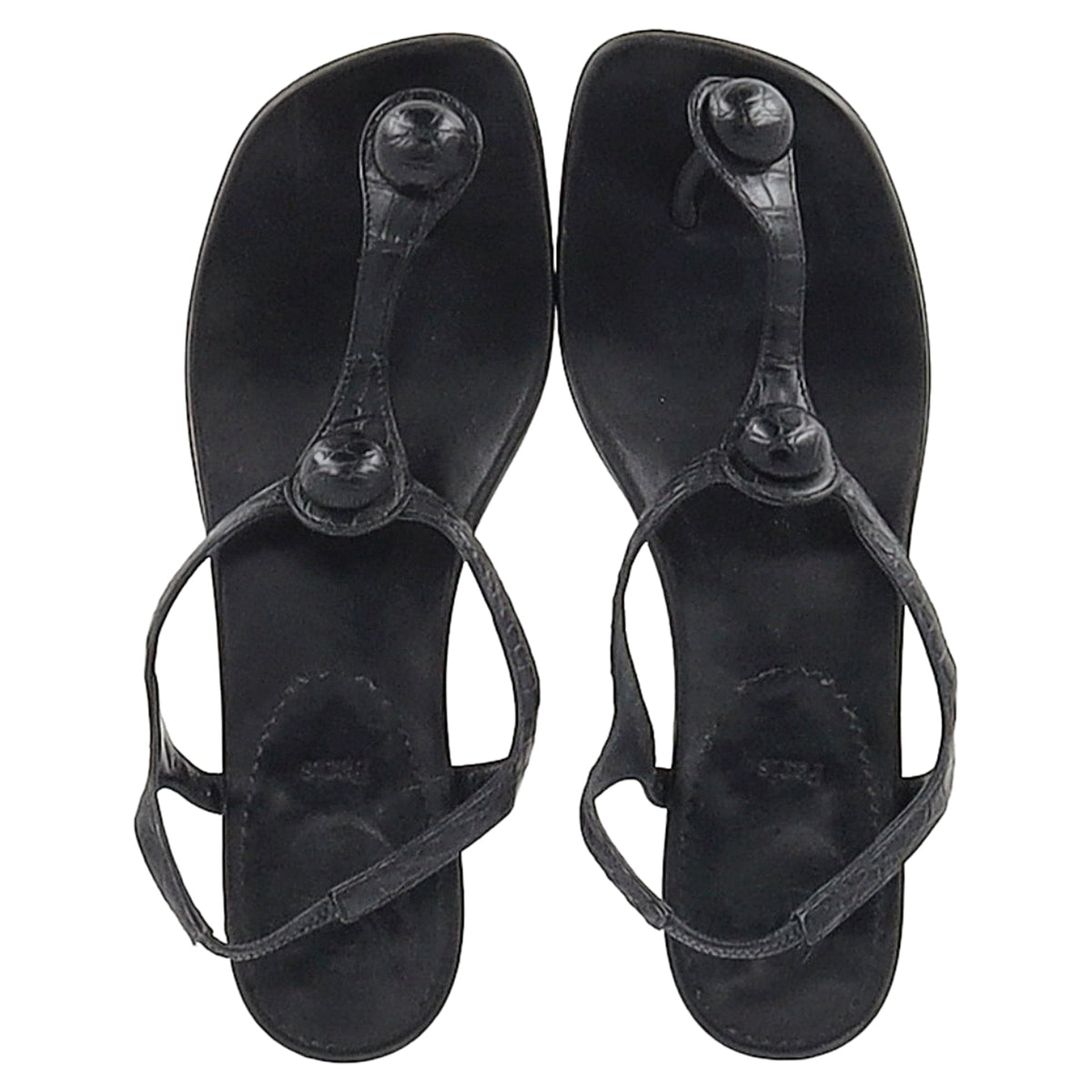 Christian Louboutin Thong Ankle Strap Sandals in Black Leather