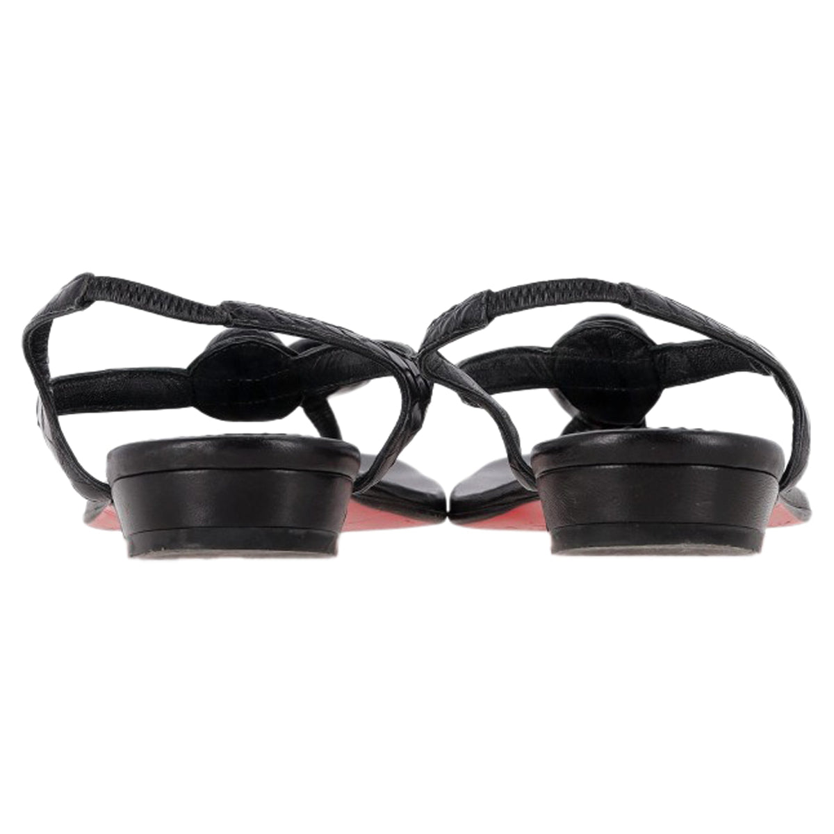 Christian Louboutin Thong Ankle Strap Sandals in Black Leather