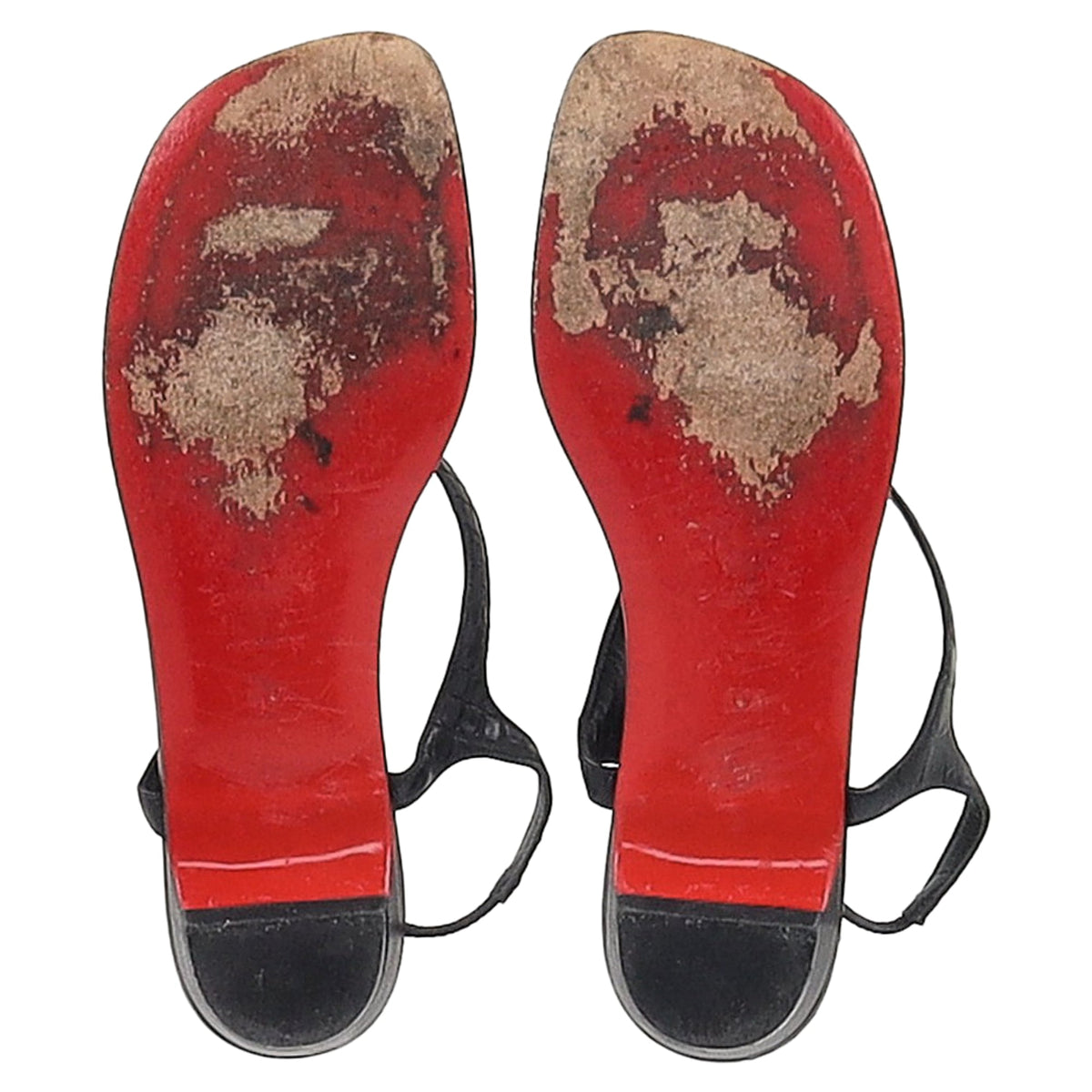Christian Louboutin Thong Ankle Strap Sandals in Black Leather