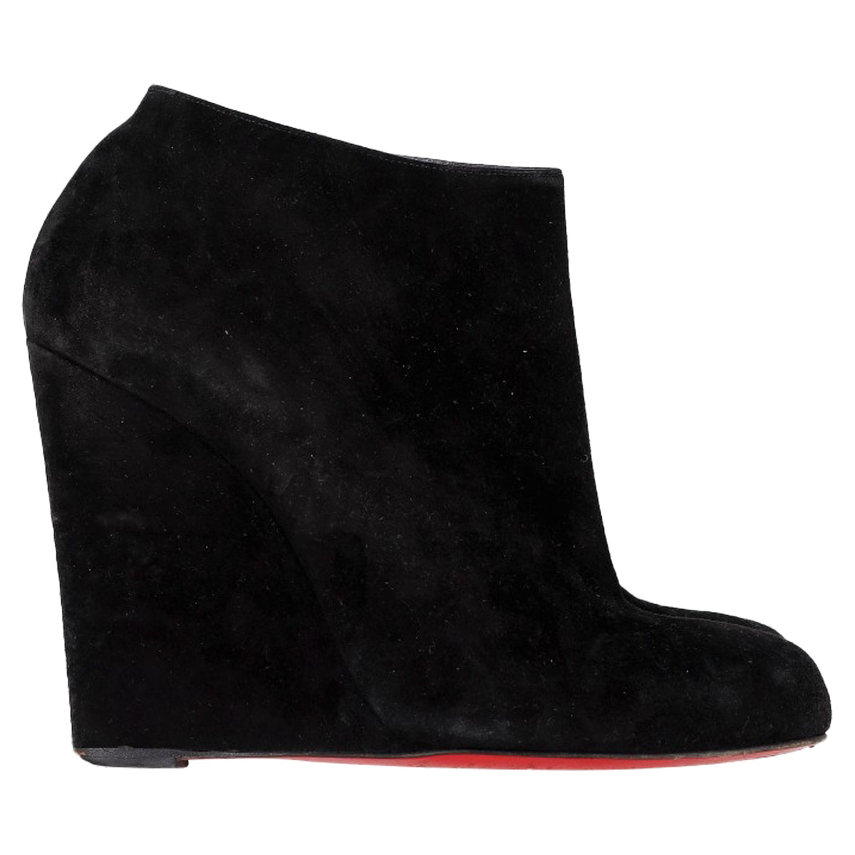 Christian Louboutin Belle Zeppa Wedge Ankle Boots in Black Suede
