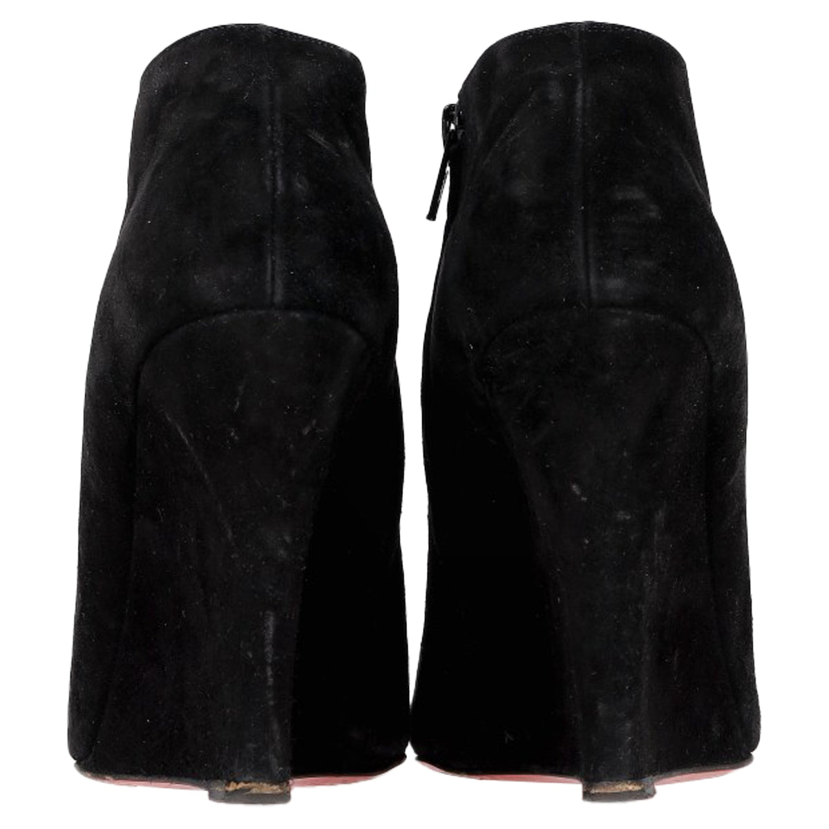 Christian Louboutin Belle Zeppa Wedge Ankle Boots in Black Suede