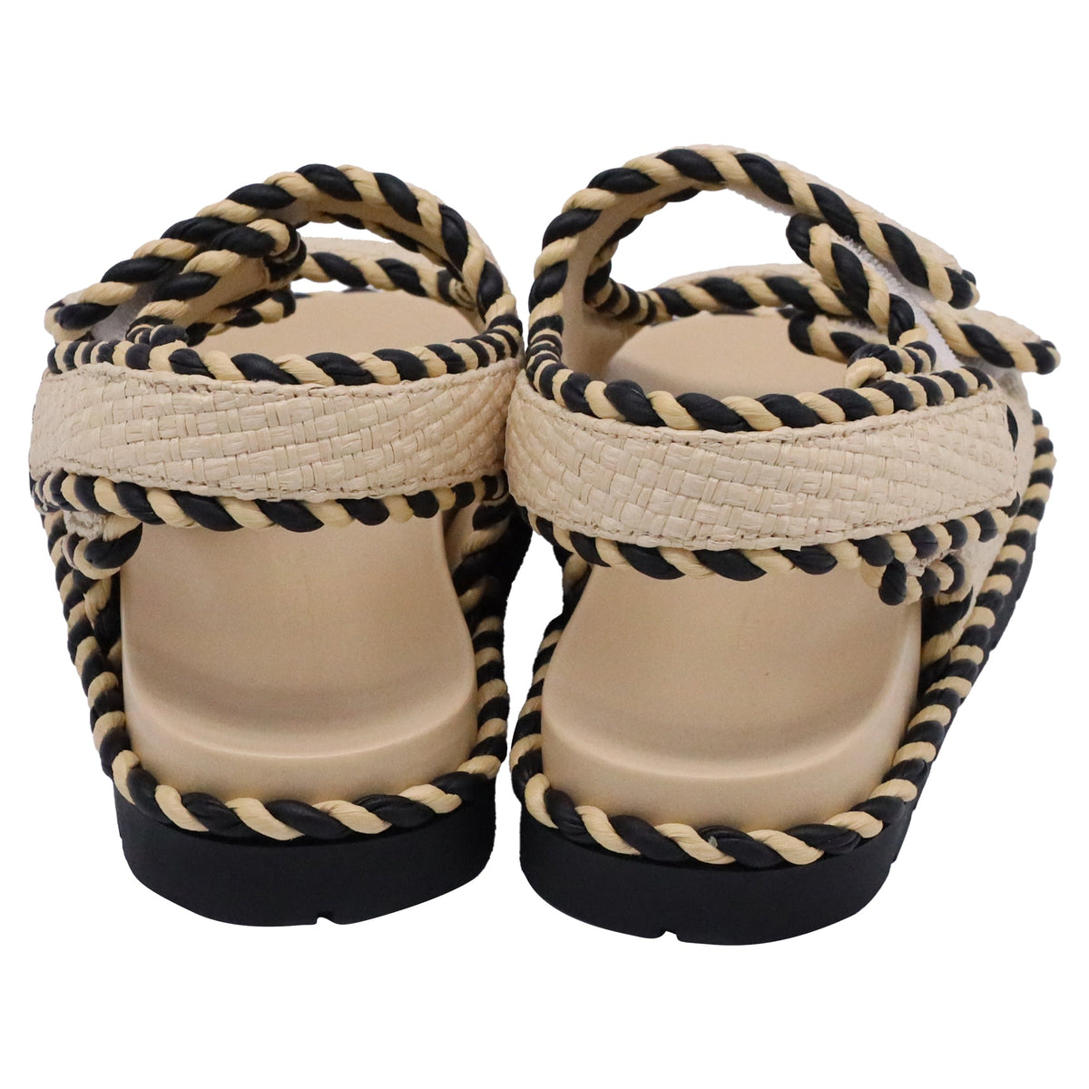 Bottega Veneta Jack Woven Slingback Sandals in Beige Raffia