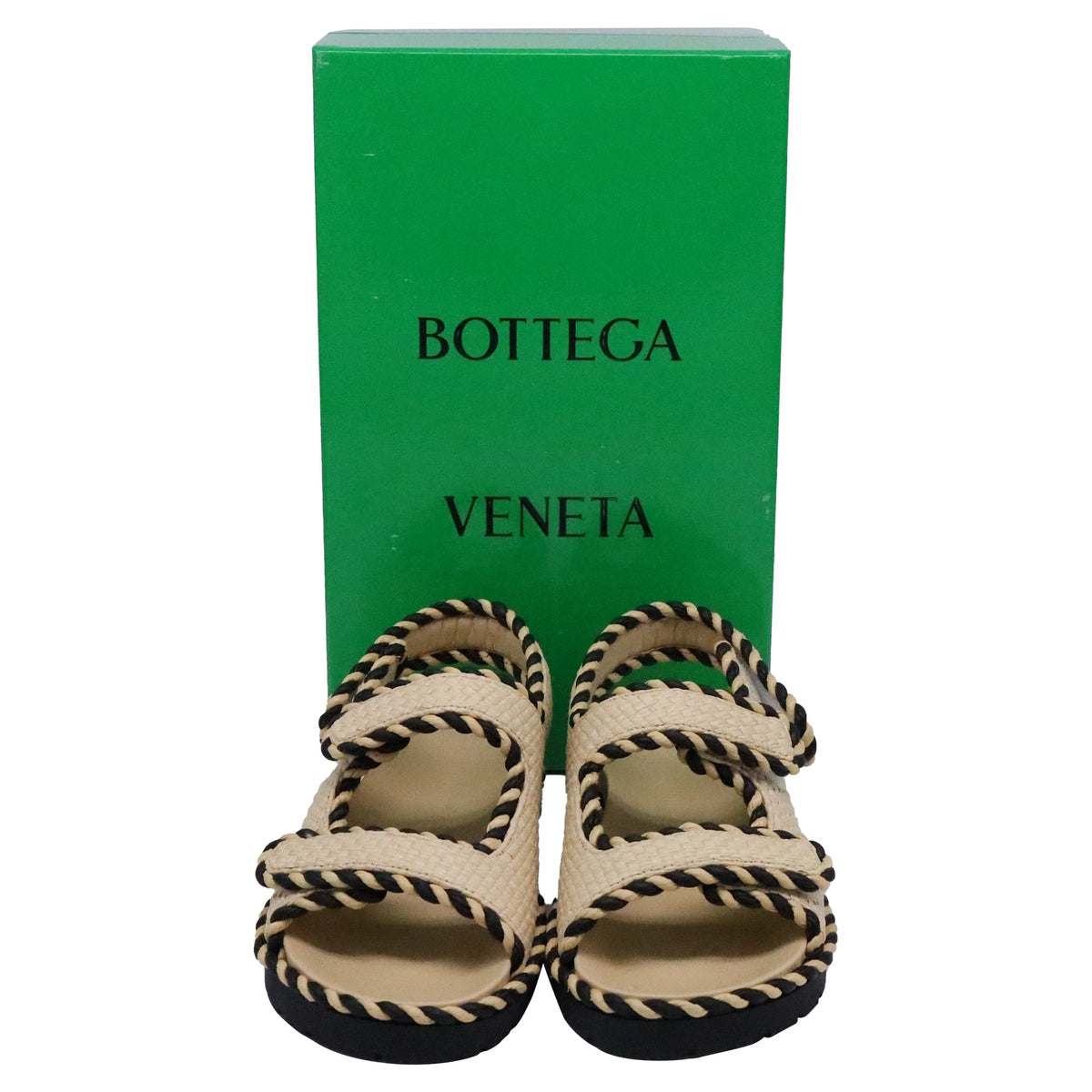 Bottega Veneta Jack Woven Slingback Sandals in Beige Raffia