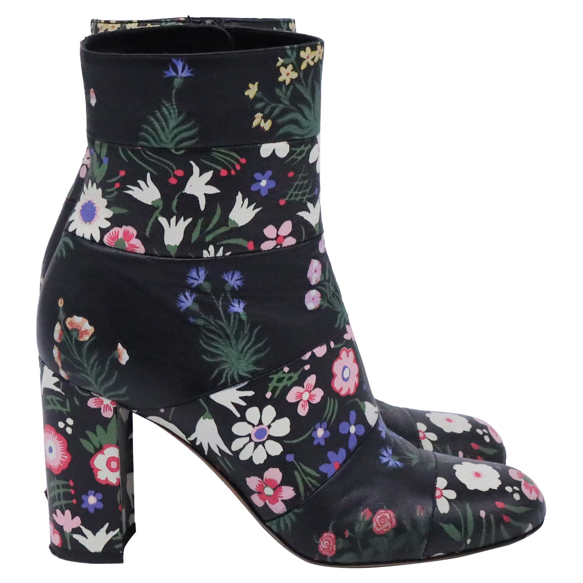 Valentino Garavani Floral Printed Ankle Boots in Multicolor Leather
