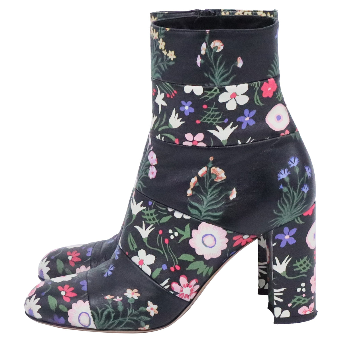 Valentino Garavani Floral Printed Ankle Boots in Multicolor Leather