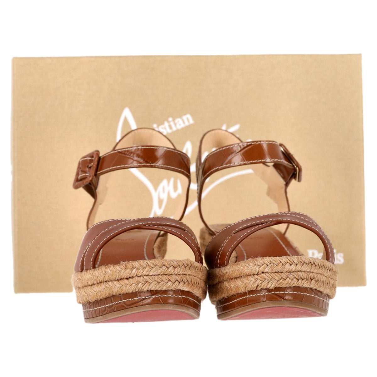 Christian Louboutin Almerio 60 Wedge Sandals in Brown Leather