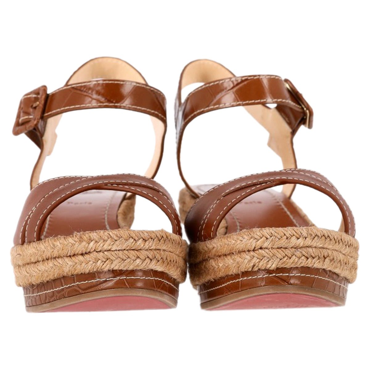 Christian Louboutin Almerio 60 Wedge Sandals in Brown Leather
