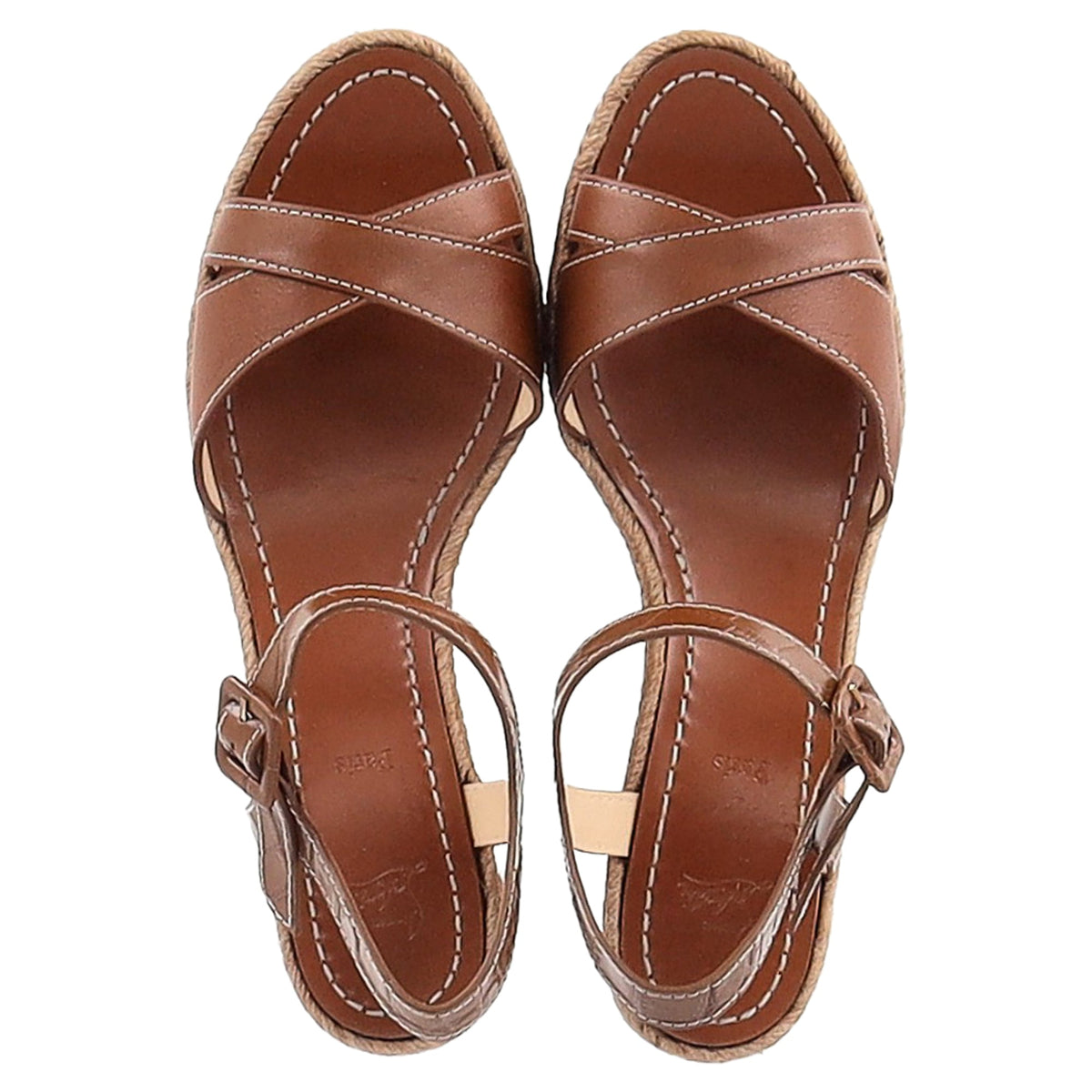 Christian Louboutin Almerio 60 Wedge Sandals in Brown Leather