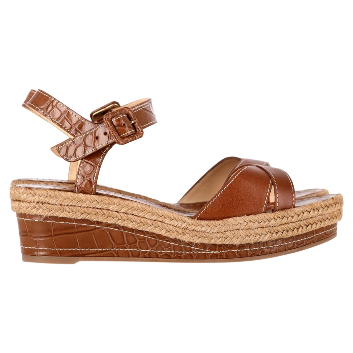 Christian Louboutin Almerio 60 Wedge Sandals in Brown Leather