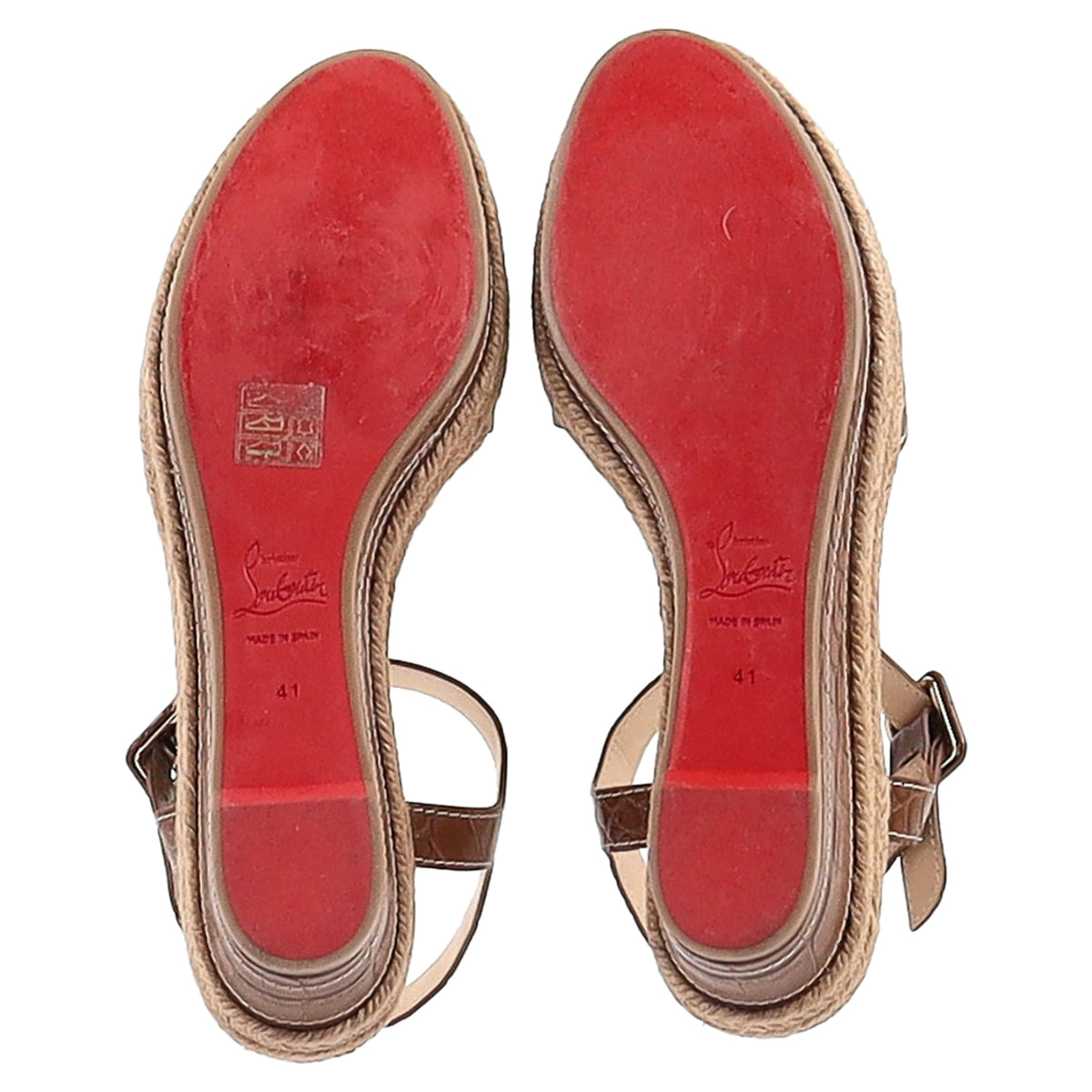 Christian Louboutin Almerio 60 Wedge Sandals in Brown Leather