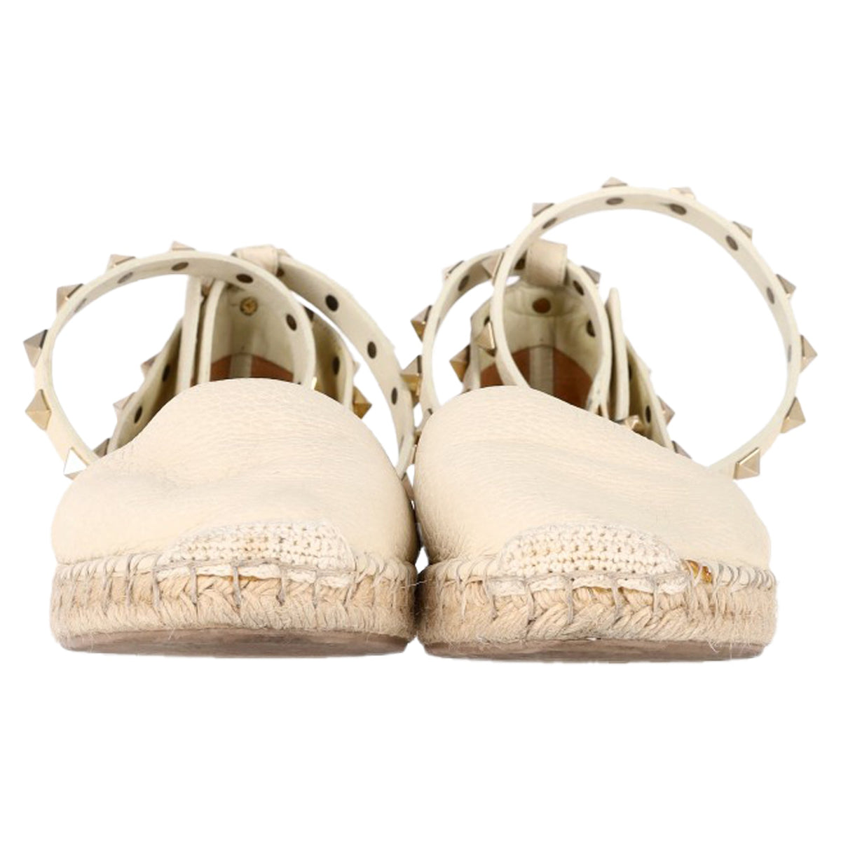 Valentino Rockstud Espadrille Flats in White Leather