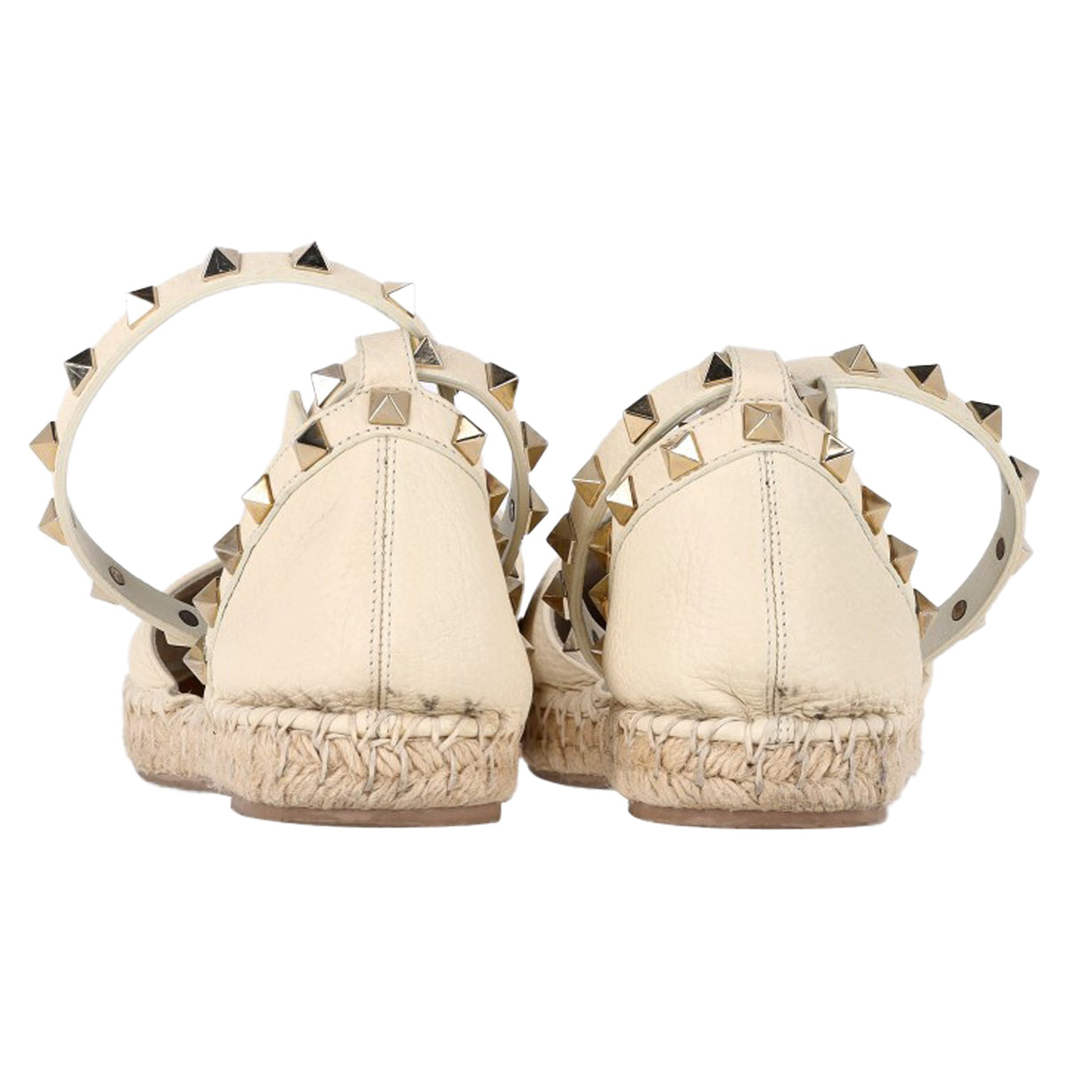 Valentino Rockstud Espadrille Flats in White Leather