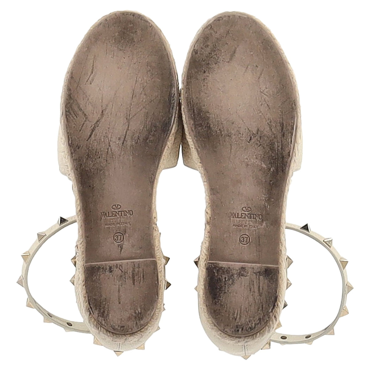 Valentino Rockstud Espadrille Flats in White Leather