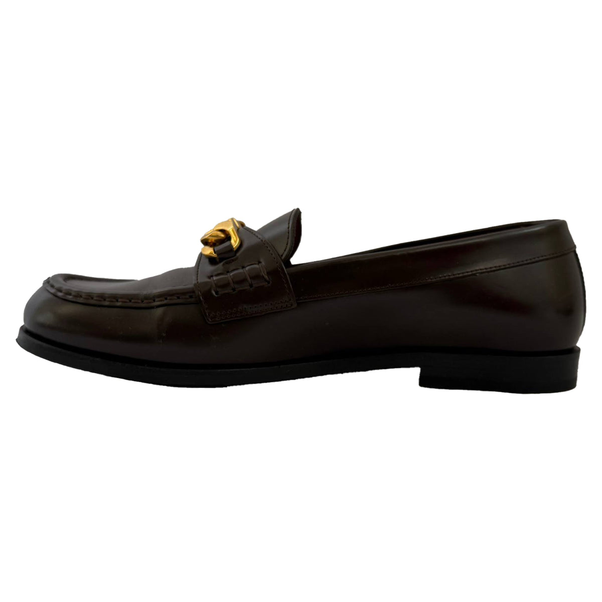 Valentino VLogo Chain Loafers in Brown Leather