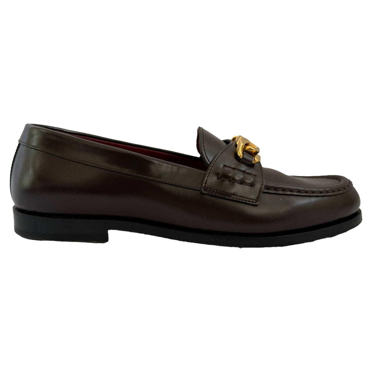 Valentino VLogo Chain Loafers in Brown Leather