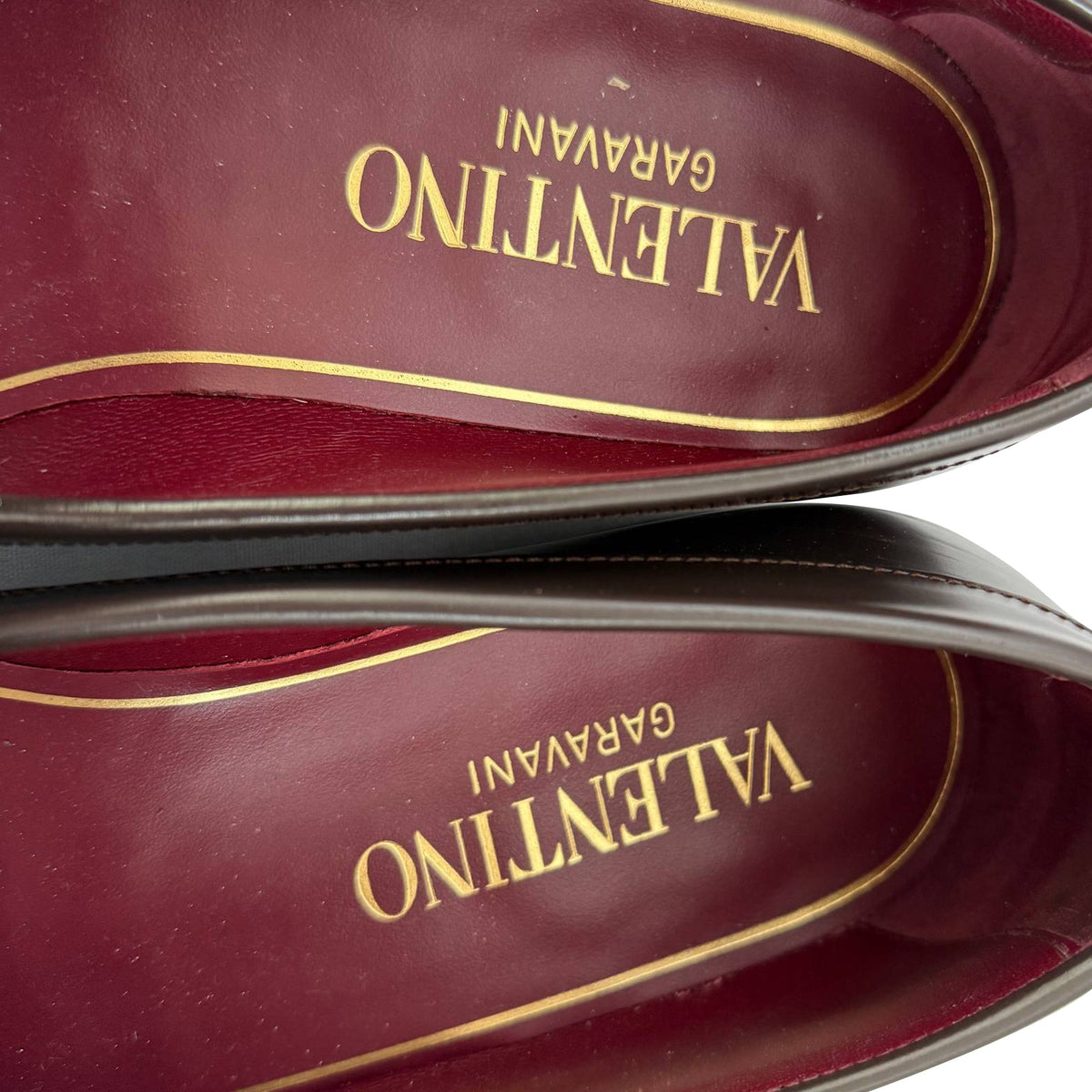 Valentino VLogo Chain Loafers in Brown Leather
