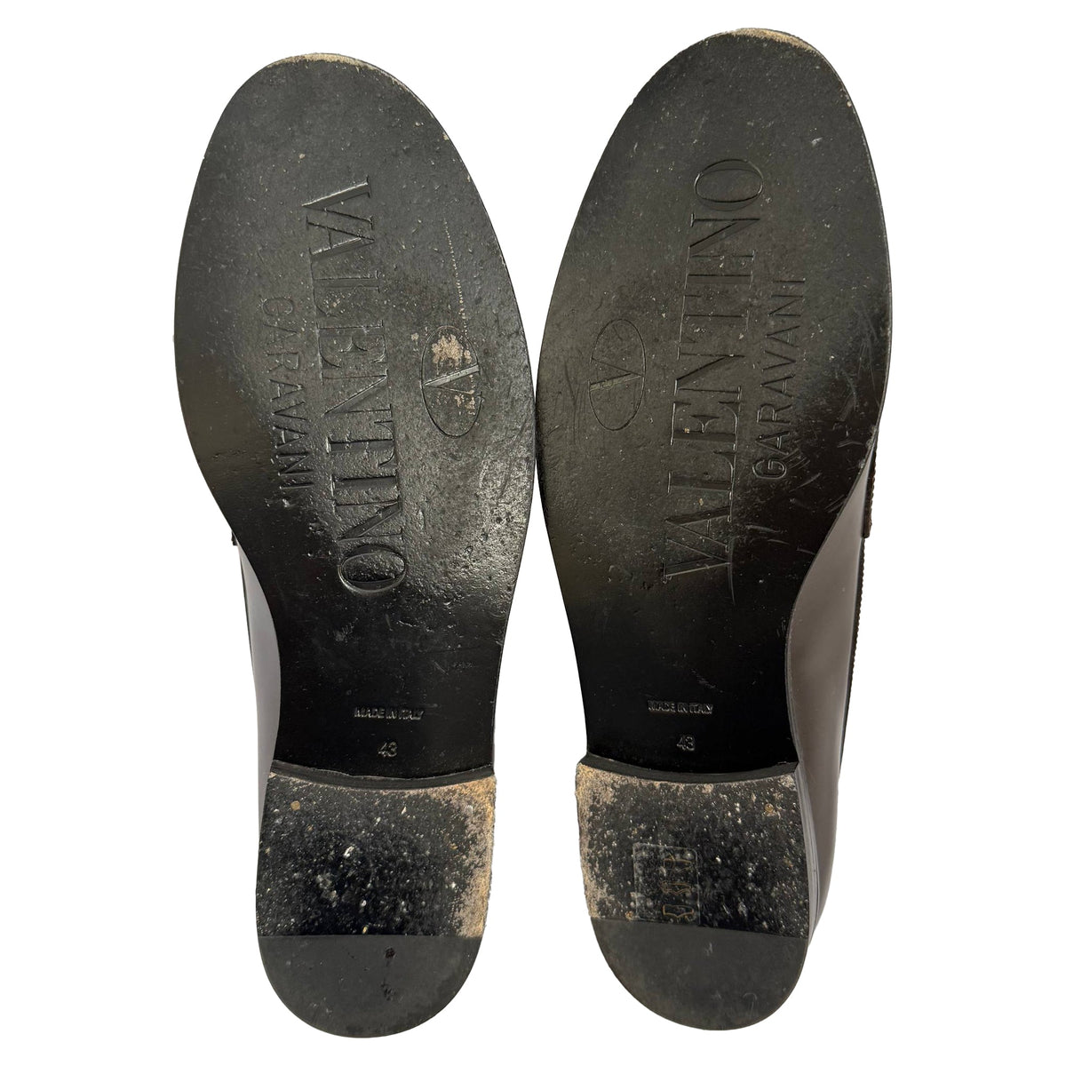Valentino VLogo Chain Loafers in Brown Leather