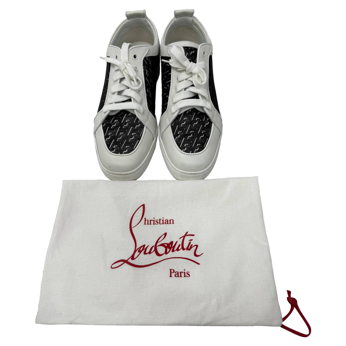 Christian Louboutin Rantulow Rubber-Trimmed Sneakers in White Leather