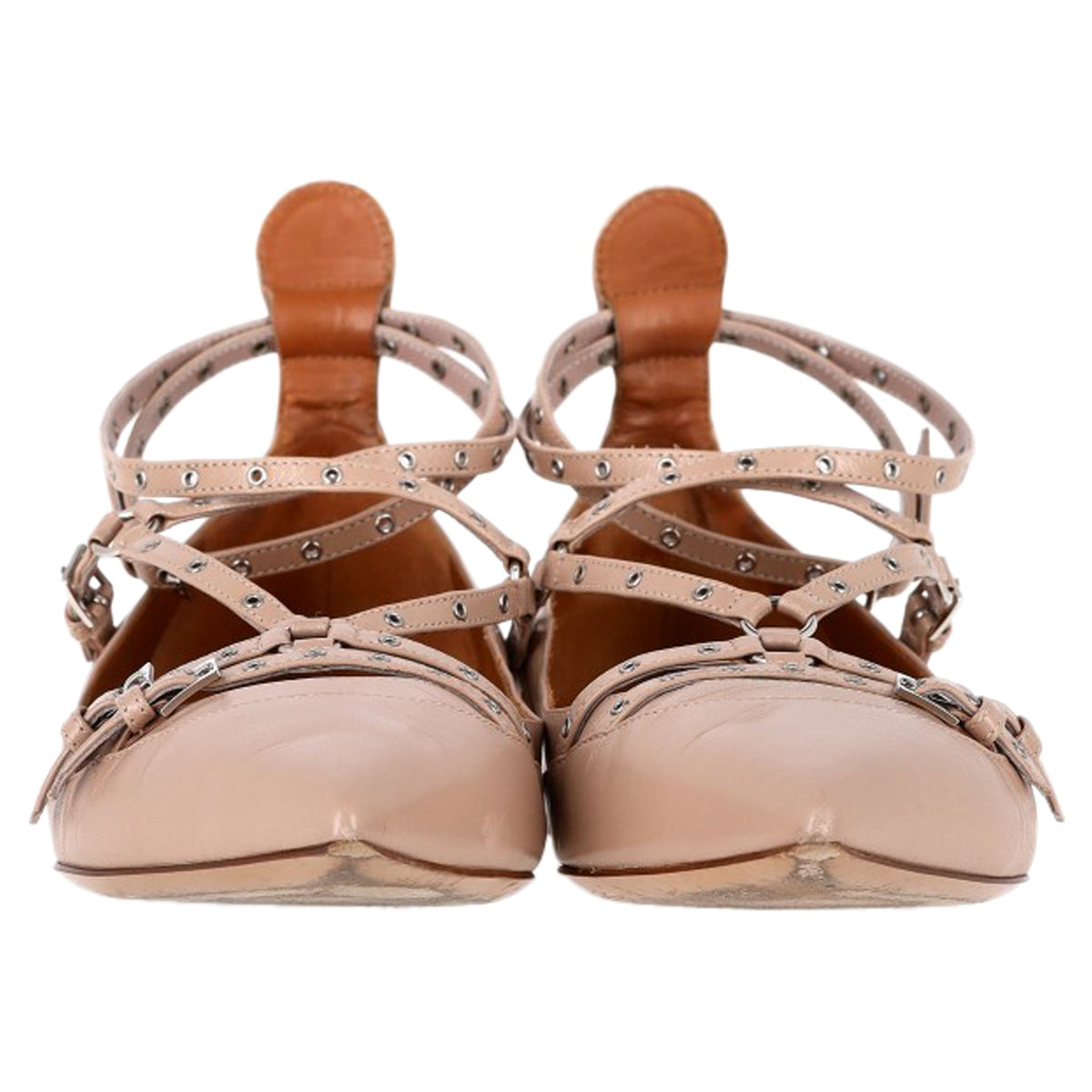 Valentino Garavani Love Latch Ballet Flats in Beige Leather