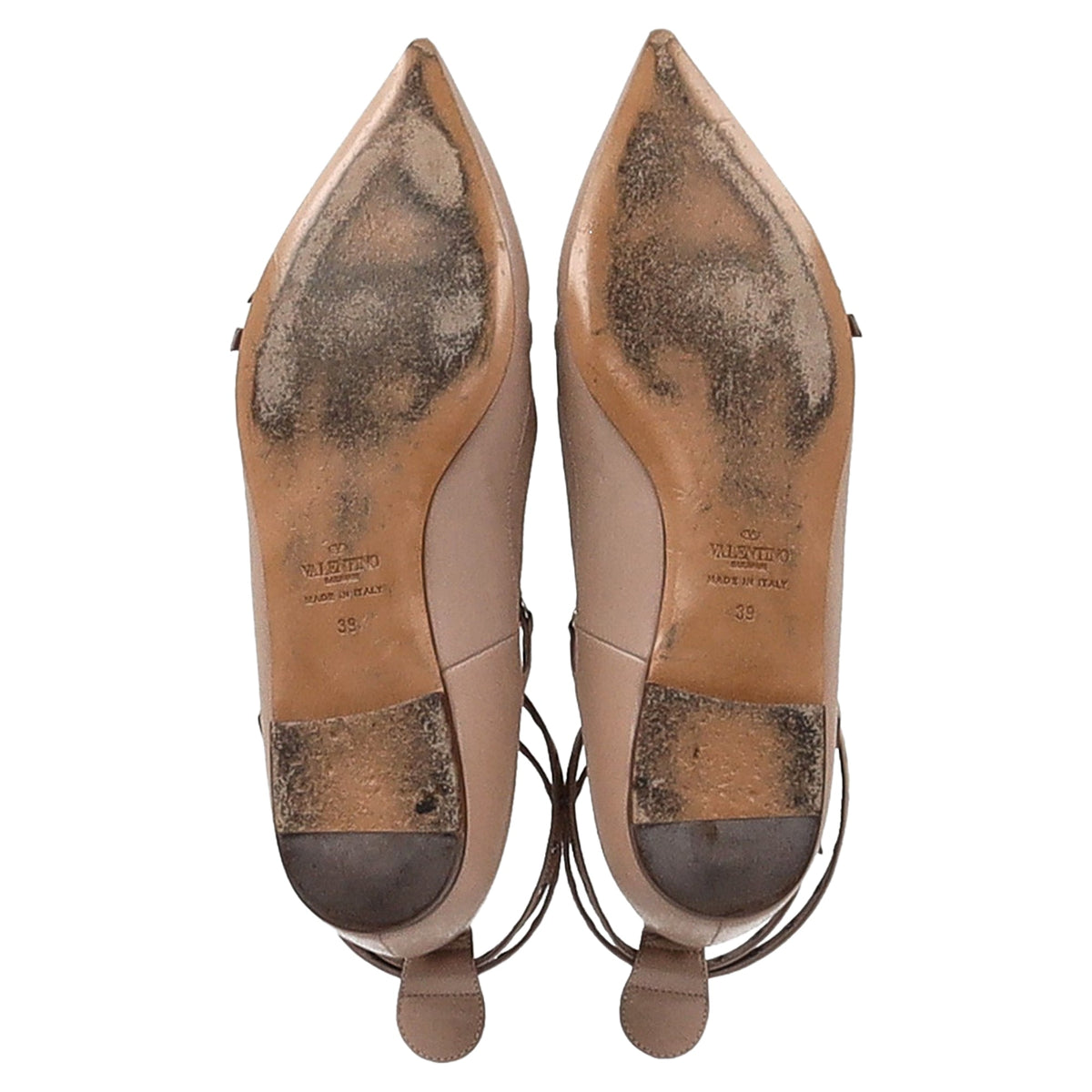 Valentino Garavani Love Latch Ballet Flats in Beige Leather