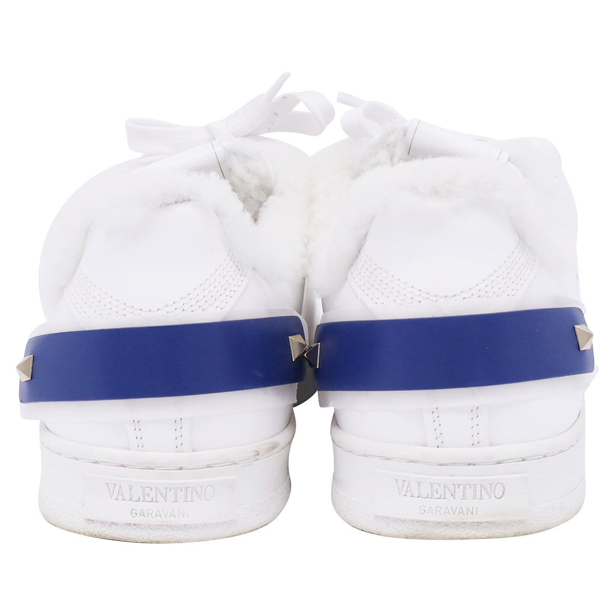 Valentino Garavani Backnet Perforated Shear-Lined Sneakers in White Leather
