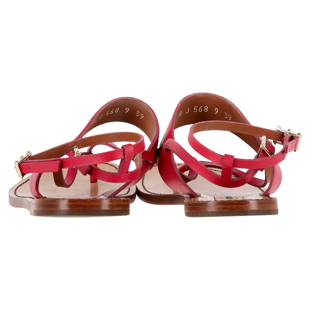 Valentino Garavani Thong Ankle Strap Flat Sandals in Pink Leather