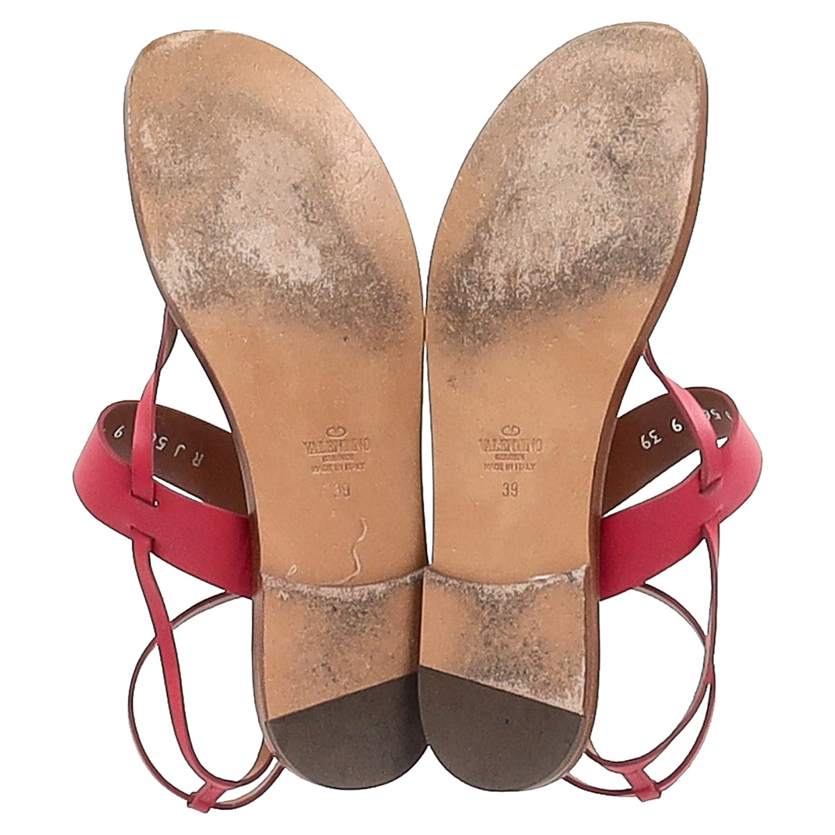Valentino Garavani Thong Ankle Strap Flat Sandals in Pink Leather