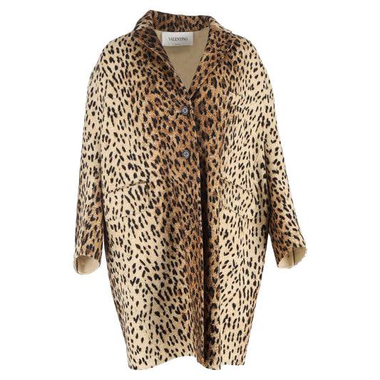 Valentino Egg-Shaped Coat in Animal Print Wool
