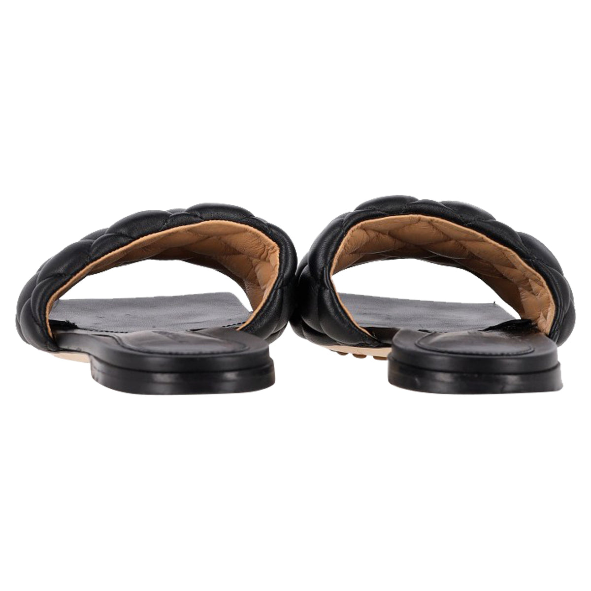 Bottega Veneta Padded Slide Flat Sandals in Black Lamb Leather