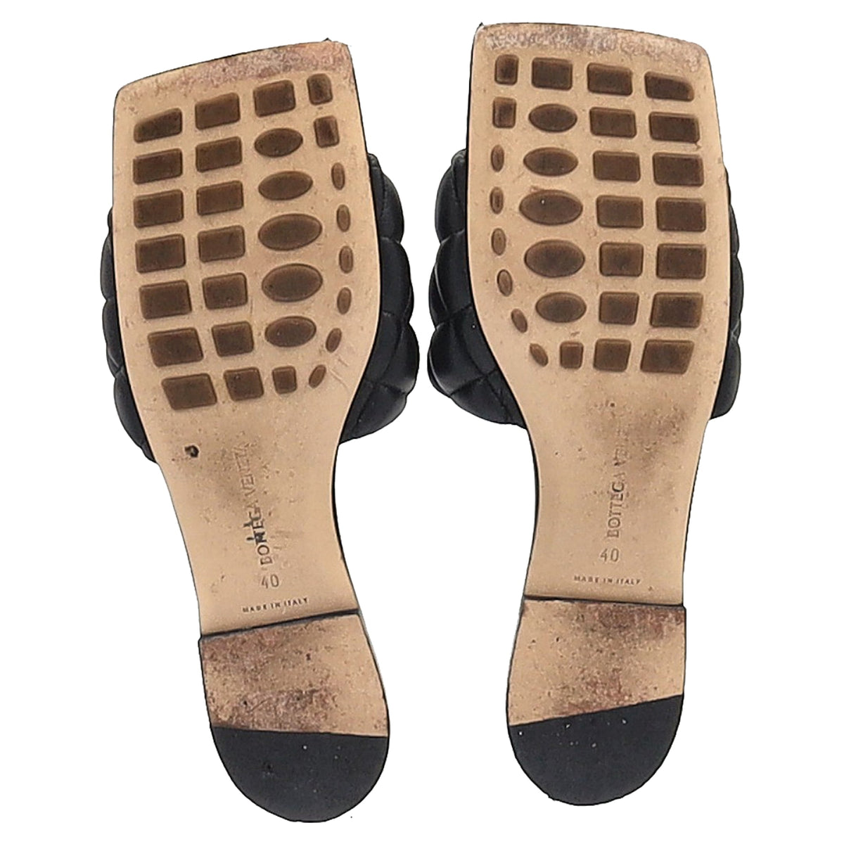 Bottega Veneta Padded Slide Flat Sandals in Black Lamb Leather