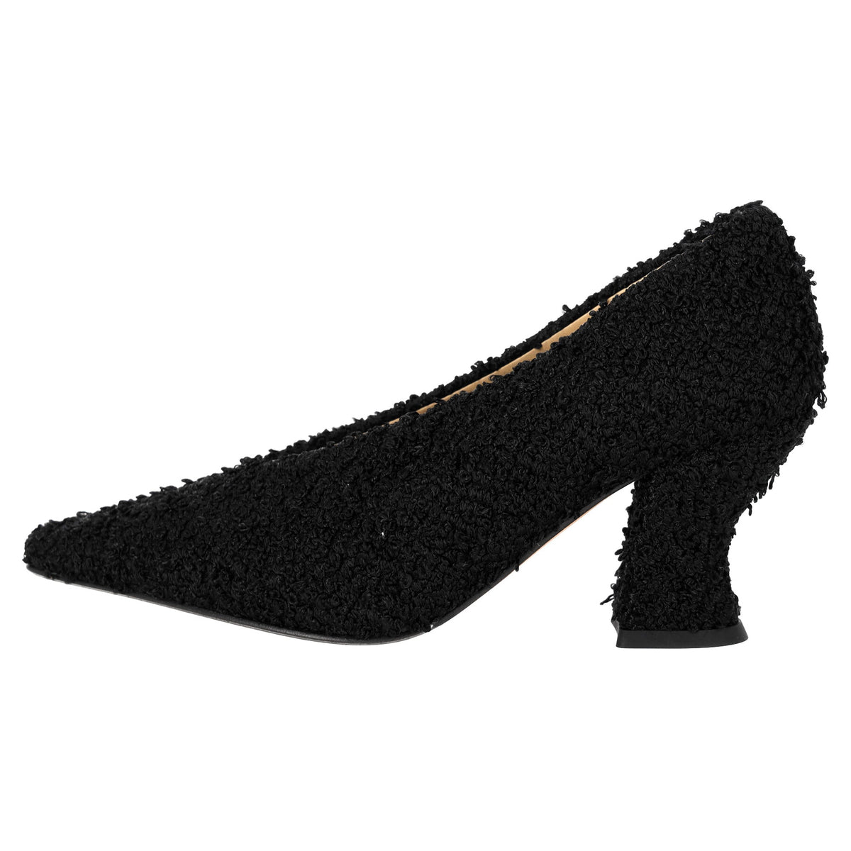 Bottega Veneta Almond Tweed Pumps in Black Wool Tweed