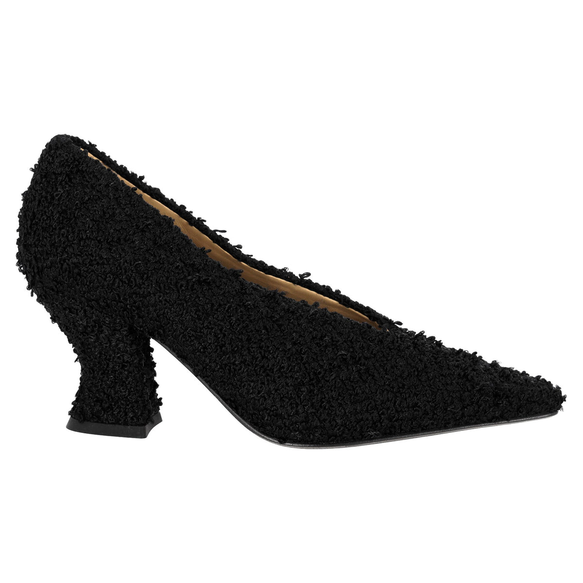 Bottega Veneta Almond Tweed Pumps in Black Wool Tweed