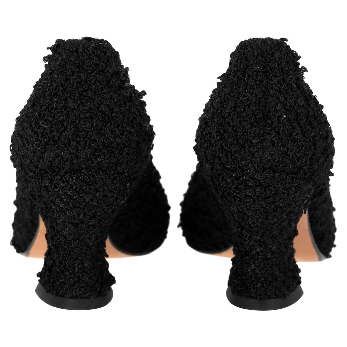 Bottega Veneta Almond Tweed Pumps in Black Wool Tweed