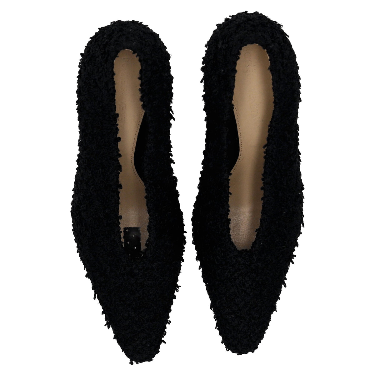 Bottega Veneta Almond Tweed Pumps in Black Wool Tweed