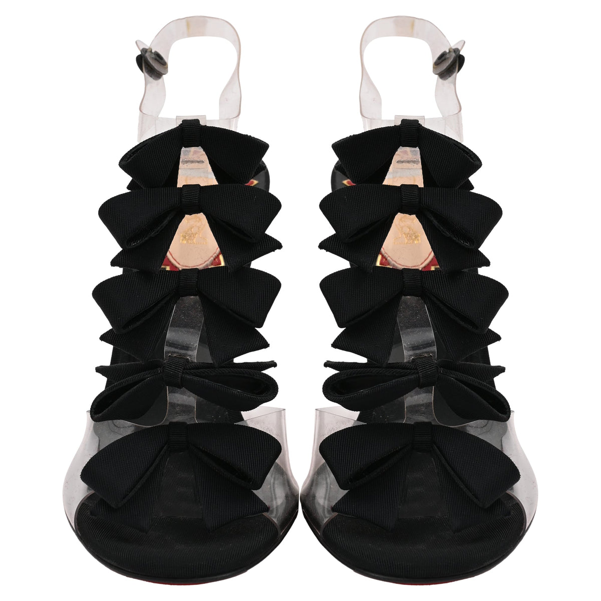 Christian Louboutin Bow Bow Sandal heels in Black PVC