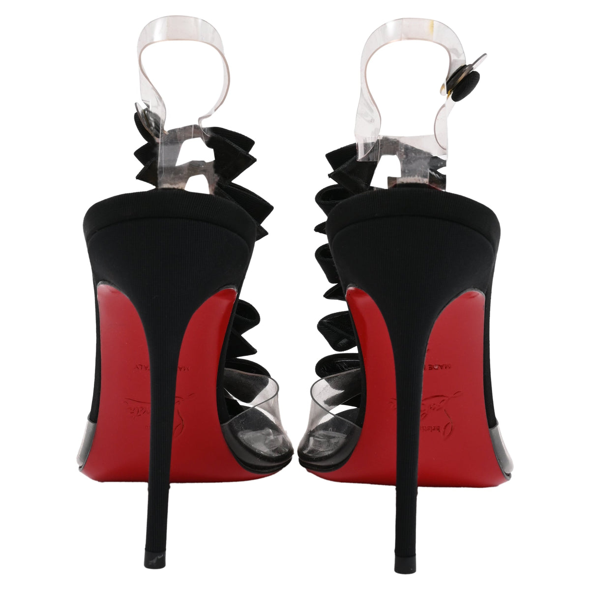 Christian Louboutin Bow Bow Sandal heels in Black PVC