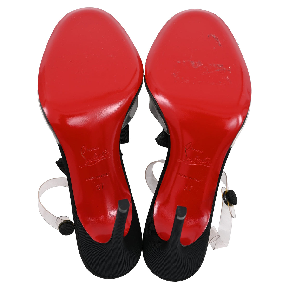 Christian Louboutin Bow Bow Sandal heels in Black PVC