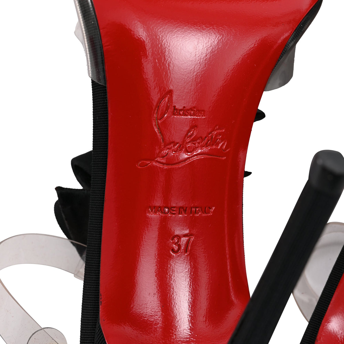Christian Louboutin Bow Bow Sandal heels in Black PVC