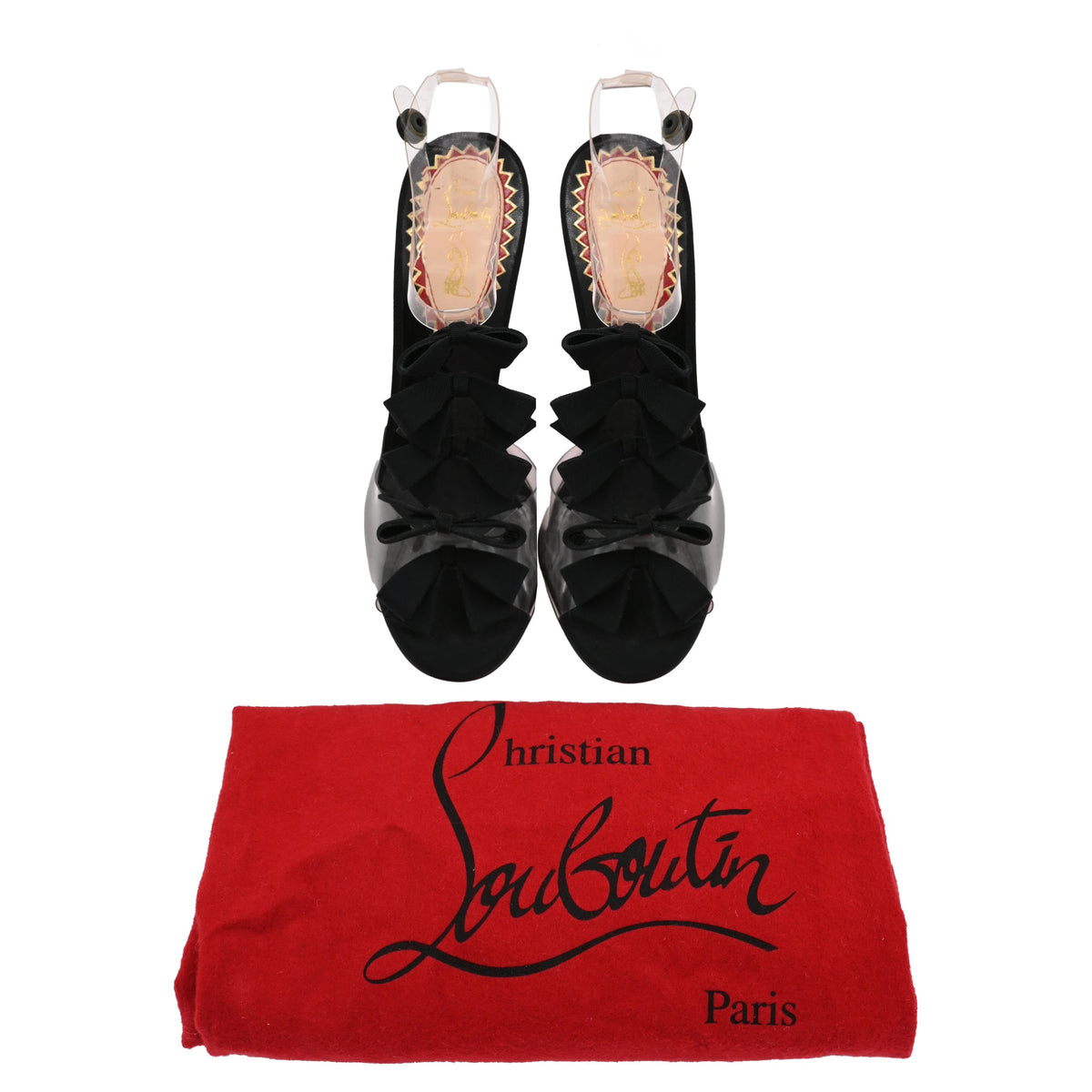 Christian Louboutin Bow Bow Sandal heels in Black PVC