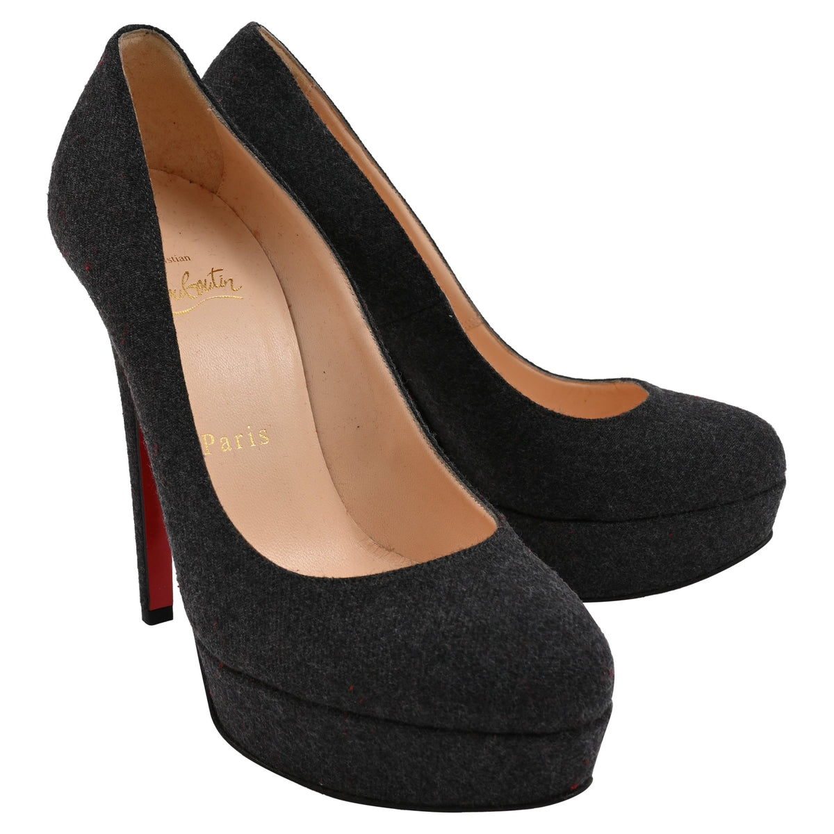 Christian Louboutin Bianca Platform Pumps in Grey Wool