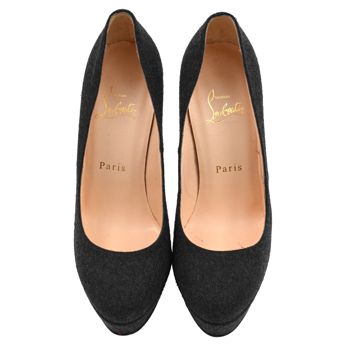 Christian Louboutin Bianca Platform Pumps in Grey Wool