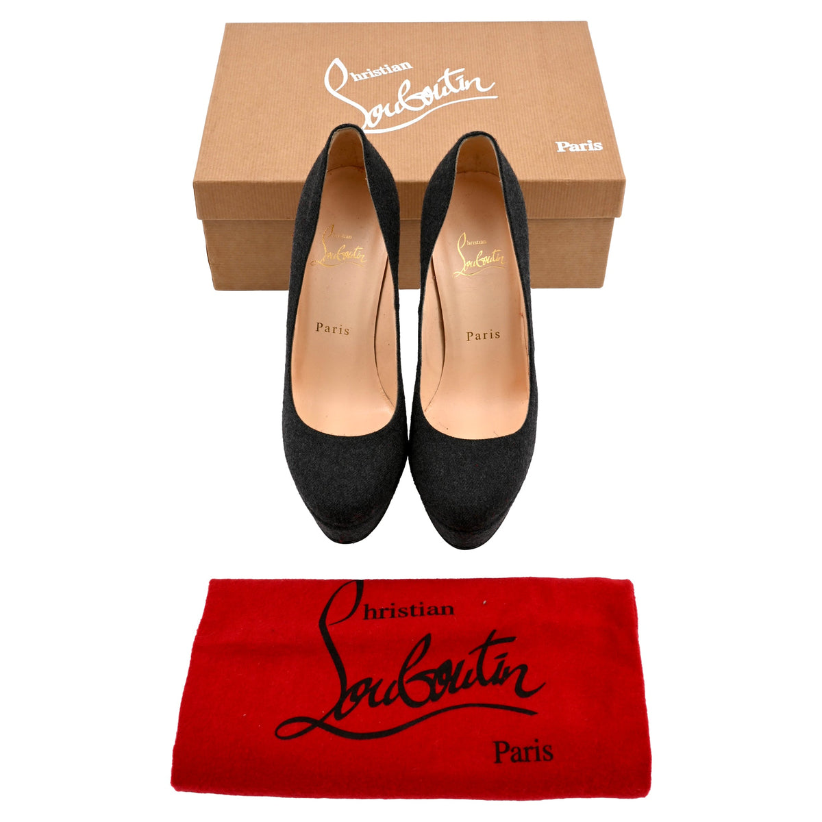 Christian Louboutin Bianca Platform Pumps in Grey Wool