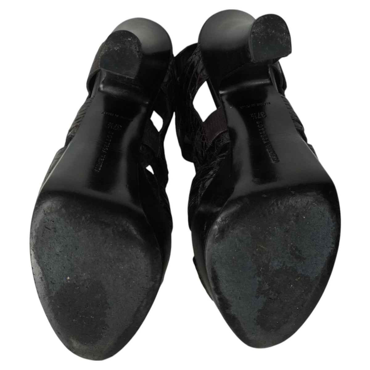 Bottega Veneta Crocodile Embossed Leather Strap Heels