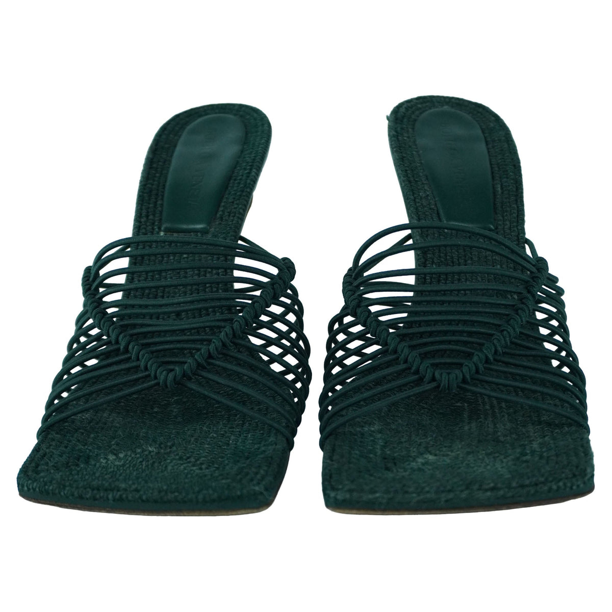 Bottega Veneta Olive Raffia Stretchy Mule Sandals