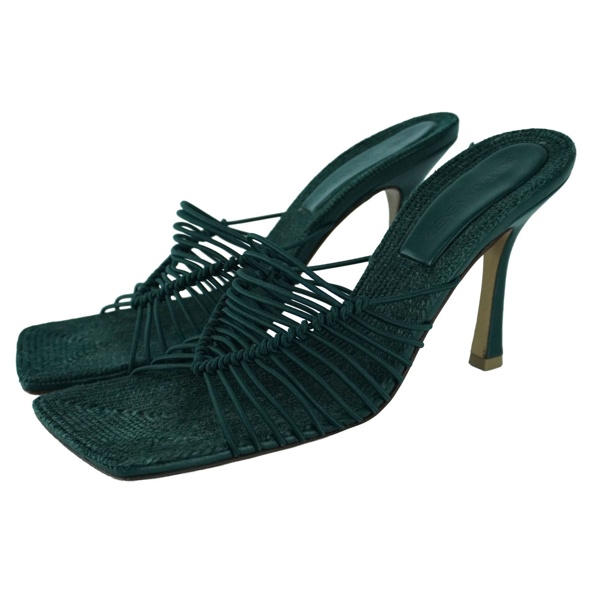 Bottega Veneta Olive Raffia Stretchy Mule Sandals