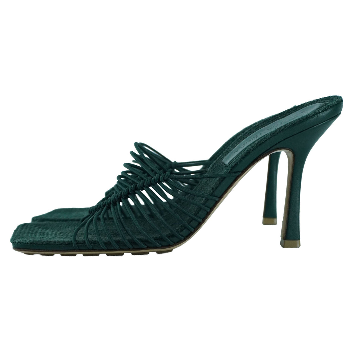 Bottega Veneta Olive Raffia Stretchy Mule Sandals