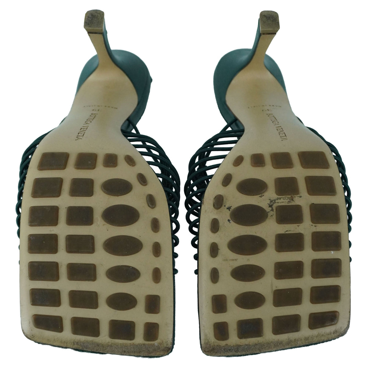 Bottega Veneta Olive Raffia Stretchy Mule Sandals